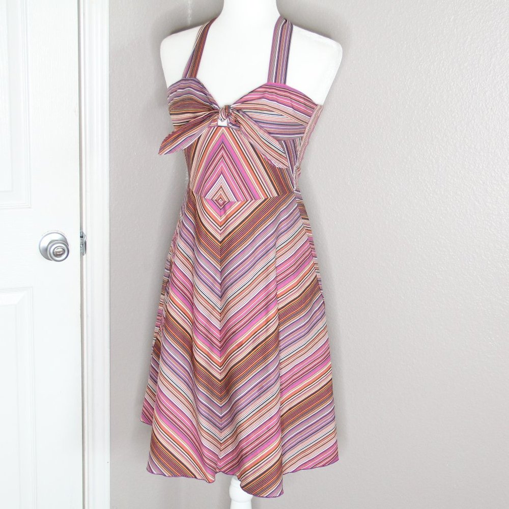 Trina Turk Halter Chevron Pin Up Striped Dress